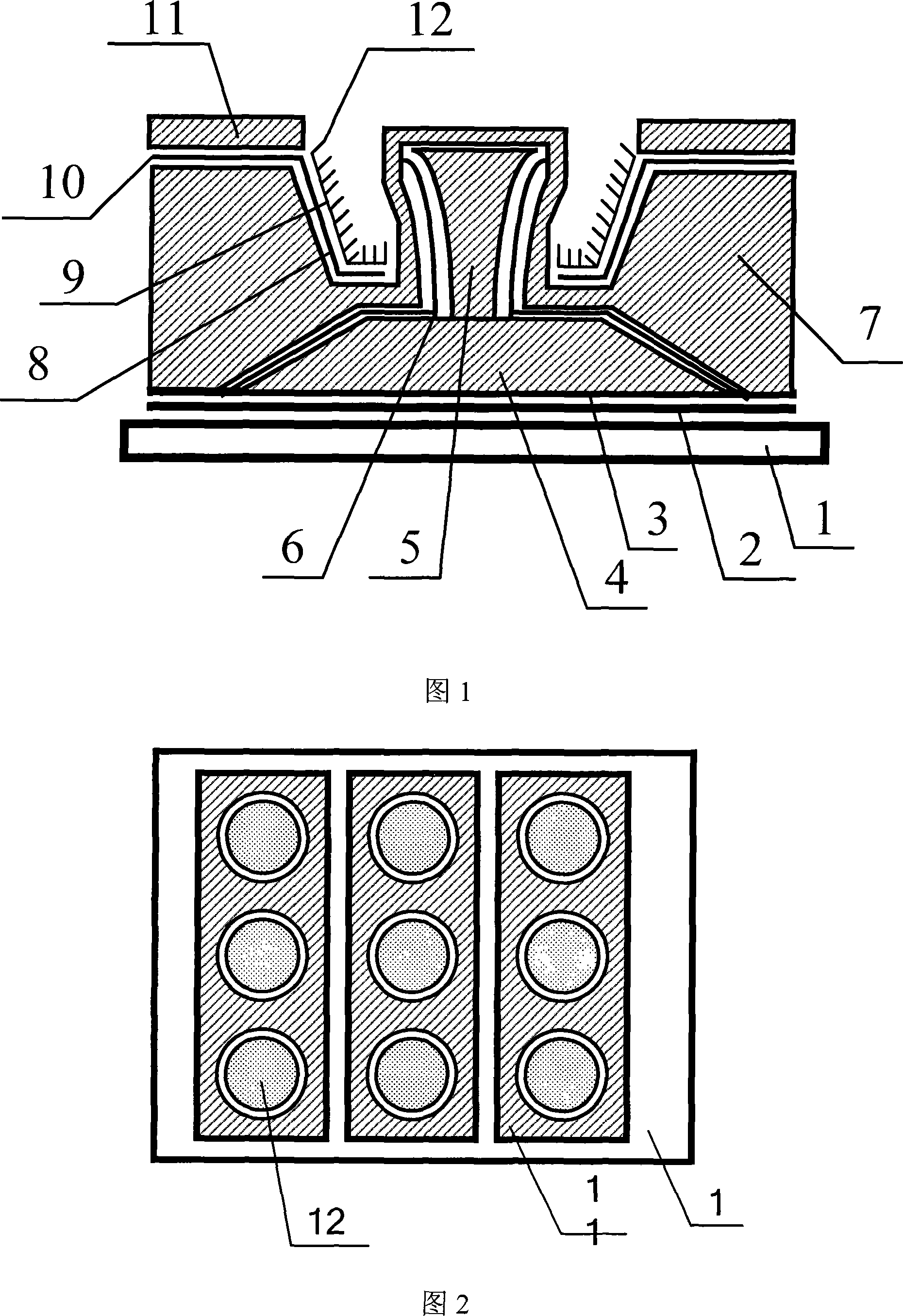 Flat-panel display device with side gate-modulated round-top cathode type emitting structure and its preparing process