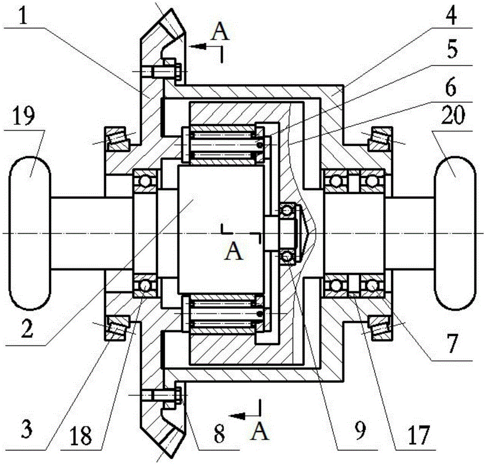 Outer cam shock wave-type pure rolling automobile differential mechanism with arbitrary tooth difference