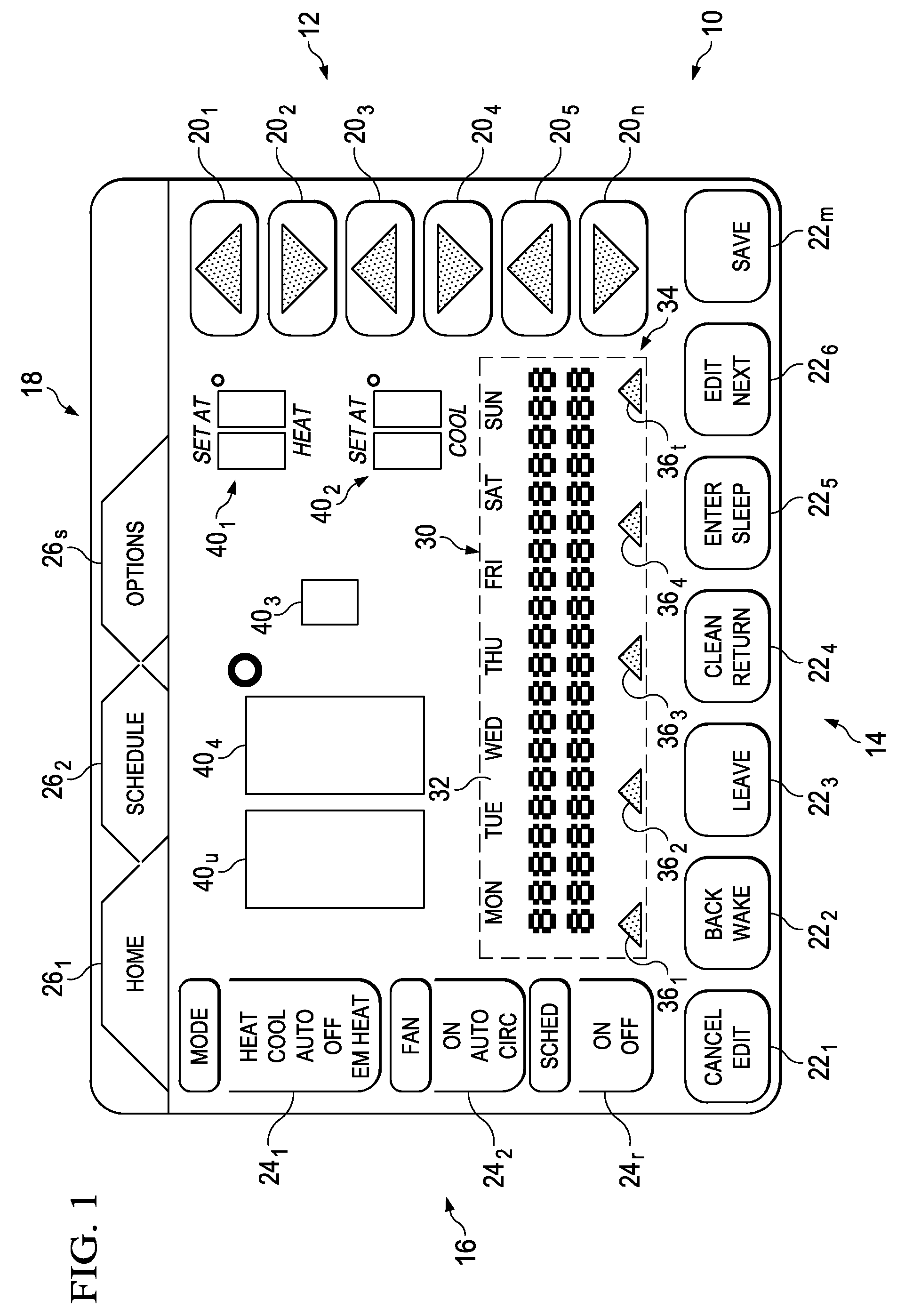 Display apparatus and method having custom date and time-based schedule hold capability for an environmental control system
