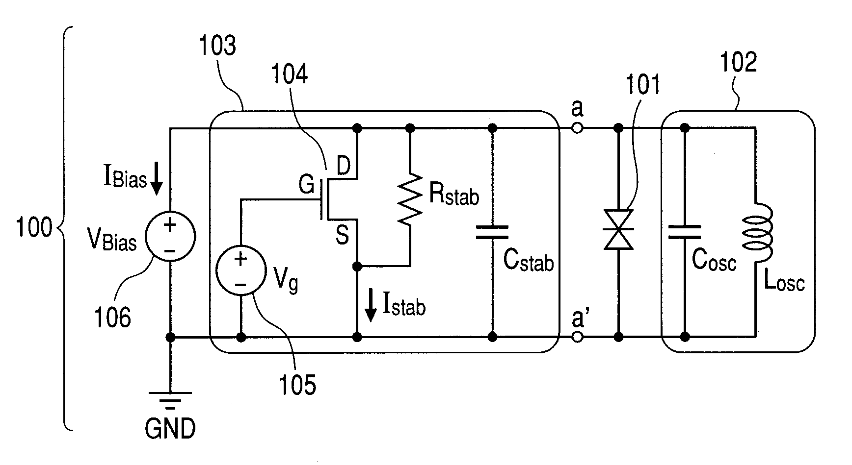 Oscillation circuit having negative resistance element and oscillator using the oscillation circuit