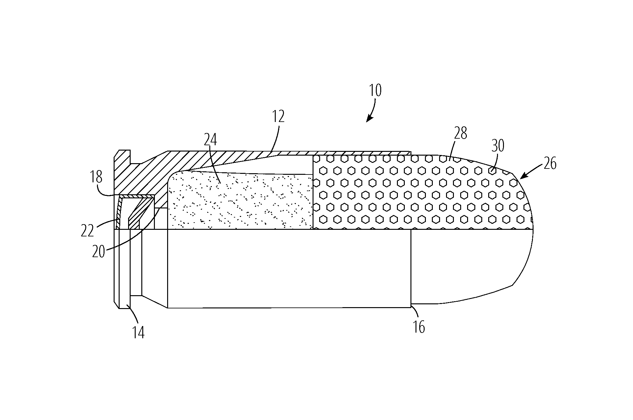 Composite projectile and cartridge with composite projectile
