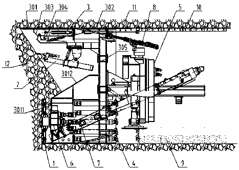 Horseshoe semi-section shield tunneling machine suitable for fault fracture zone and construction method of horseshoe semi-section shield tunneling machine