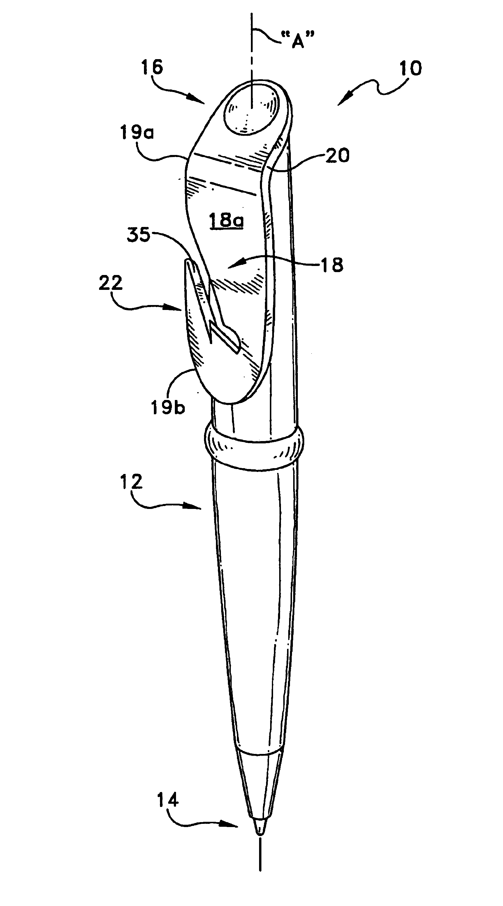 Combined writing instrument clip and letter opener and writing instrument including the same