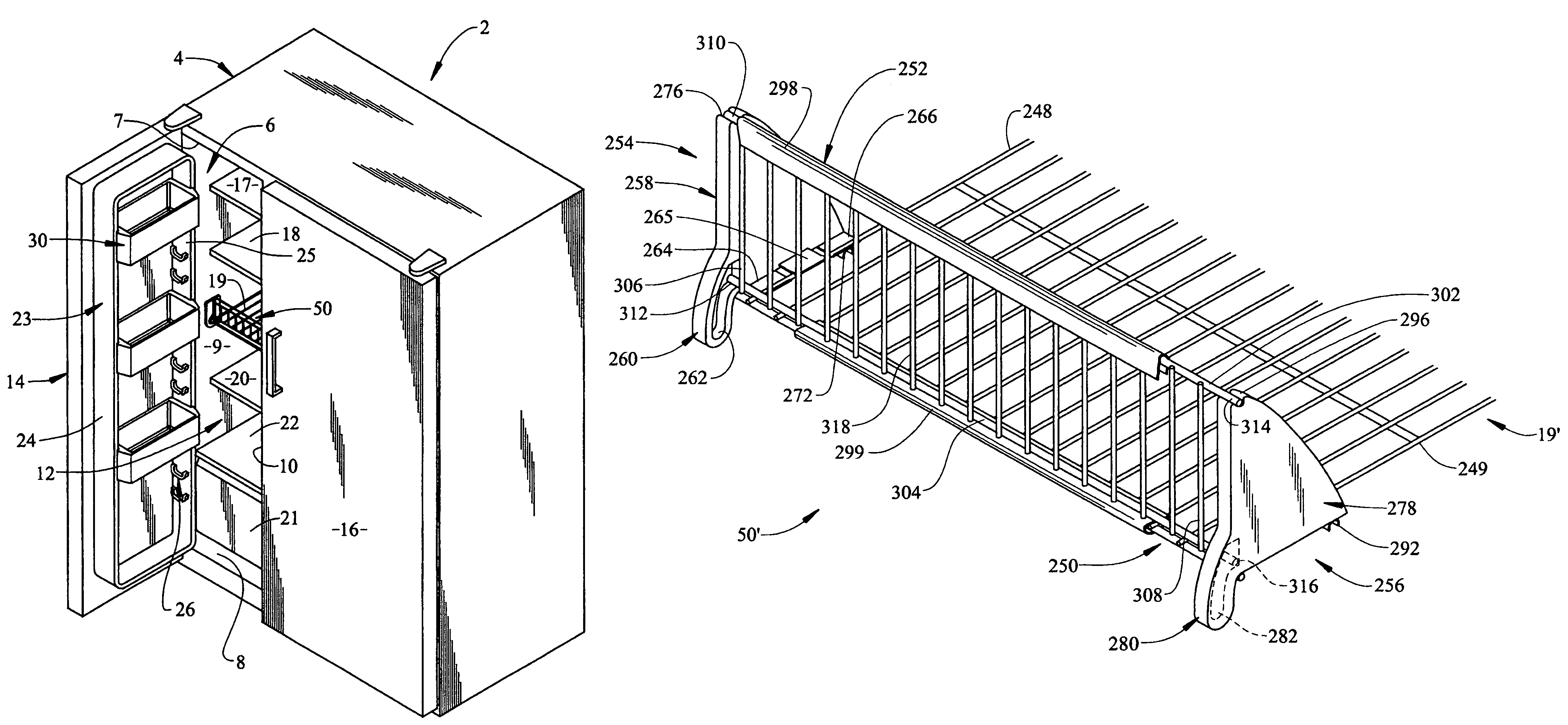 Article retainer assembly for refrigerators