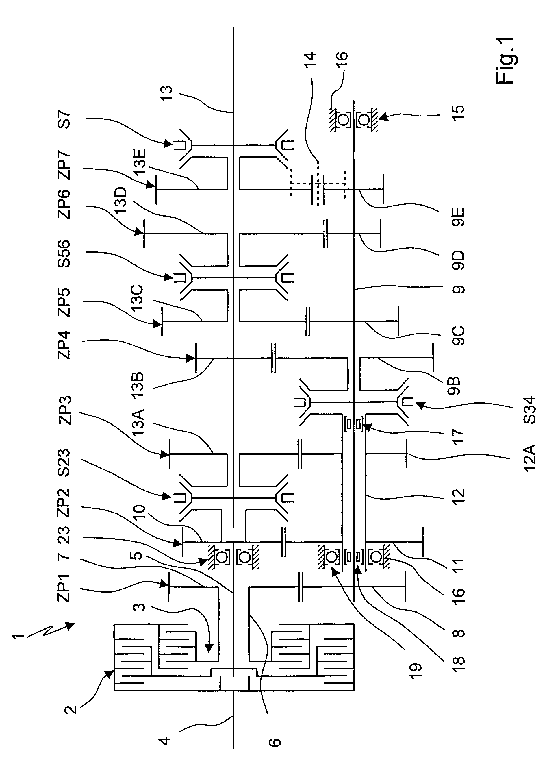 Multistep transmission of a layshaft type
