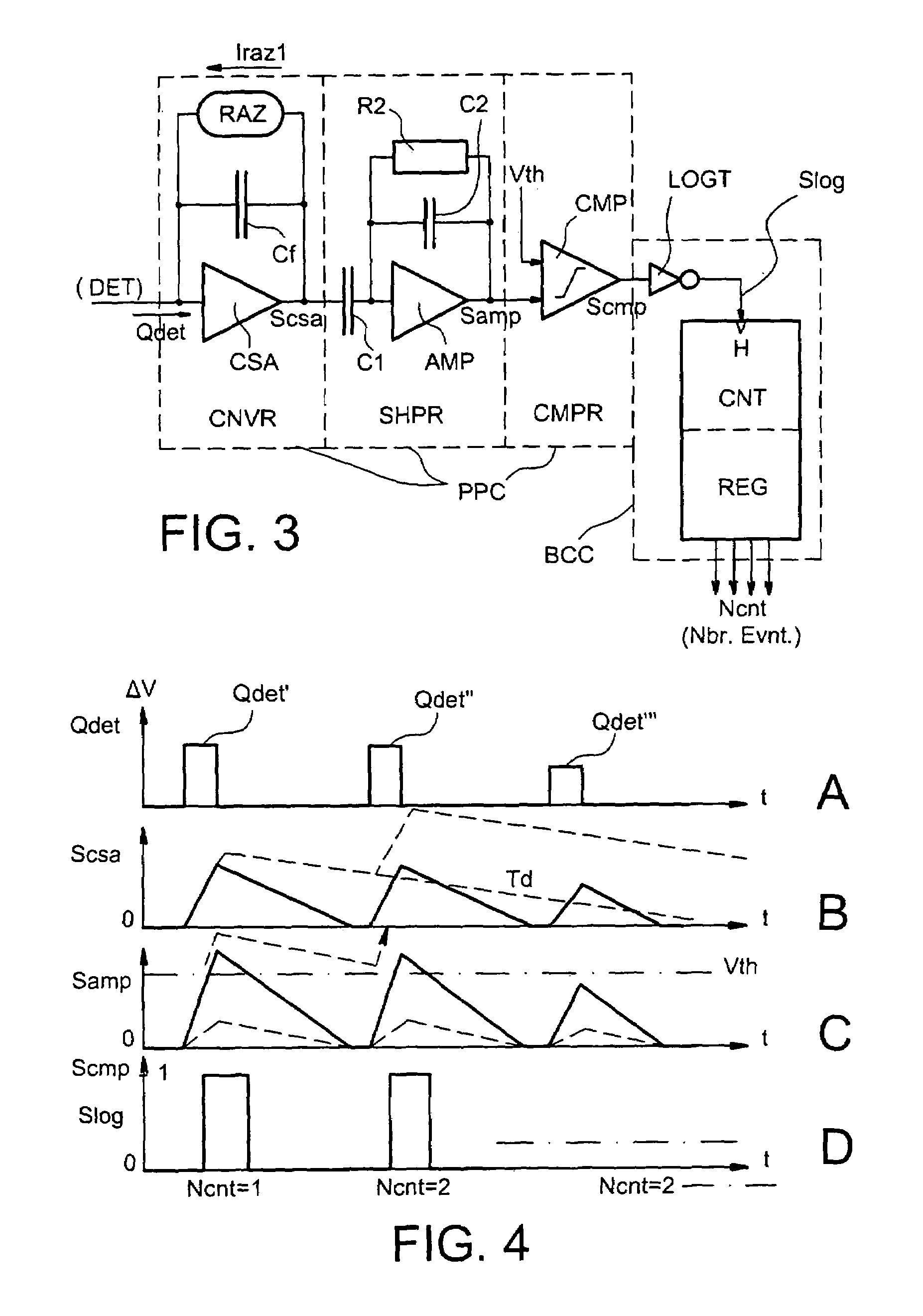 Radiation detecting system with double resetting pulse count