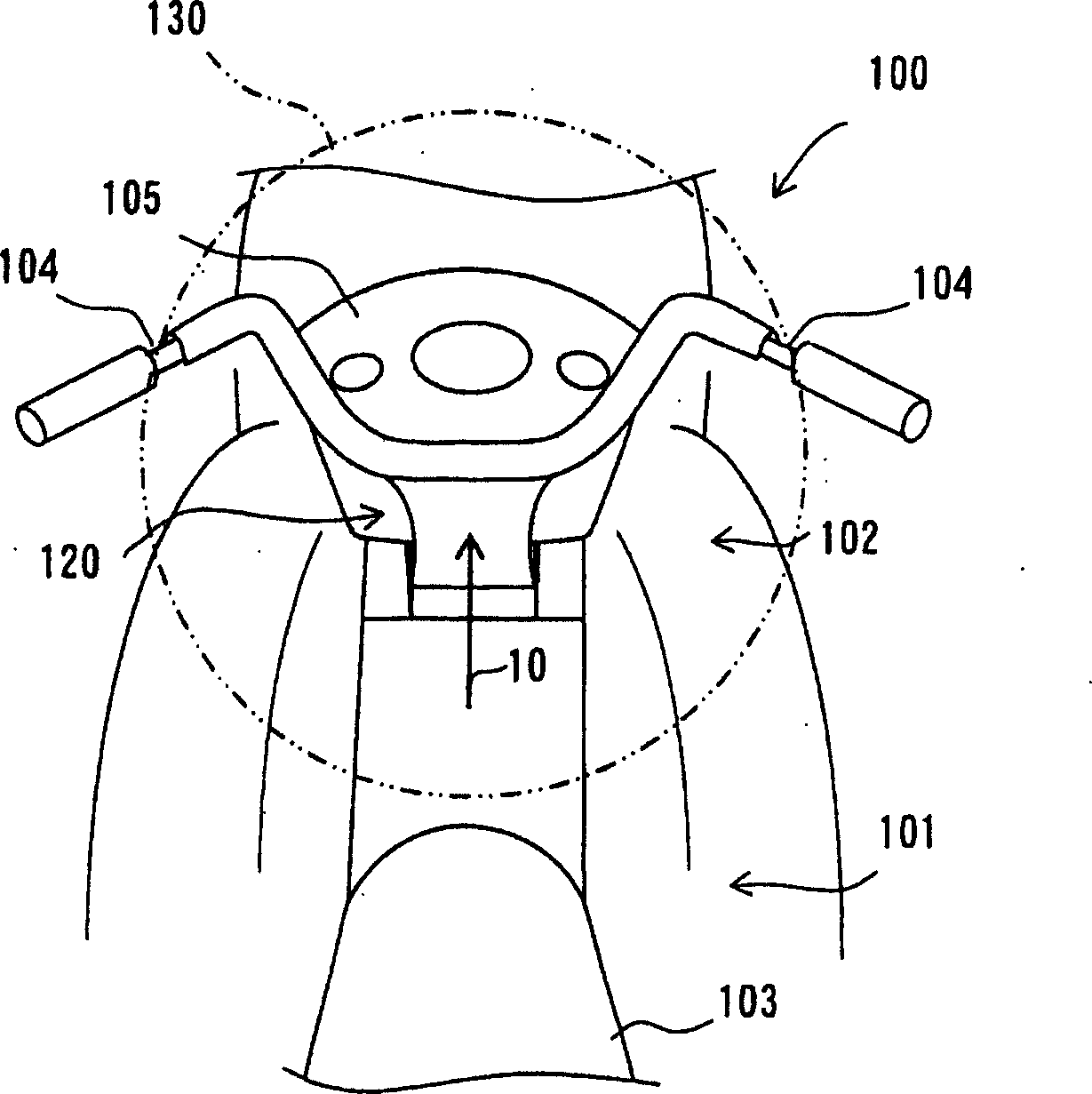 Airbag device and motorcycle with the airbag device