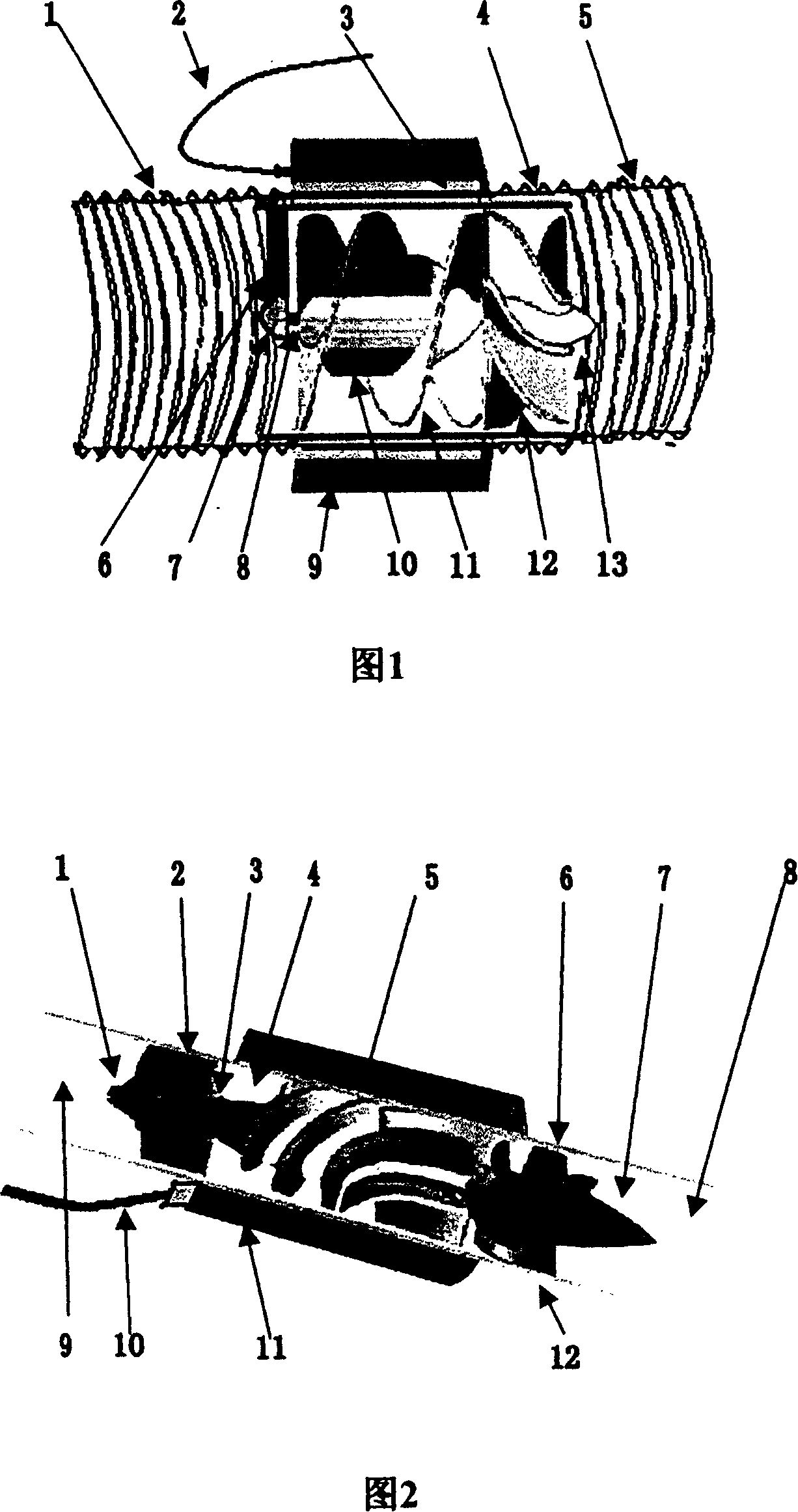 Sleeved type permanent magnetic impeller axial flow type blood pump for assisting heart and assisting method