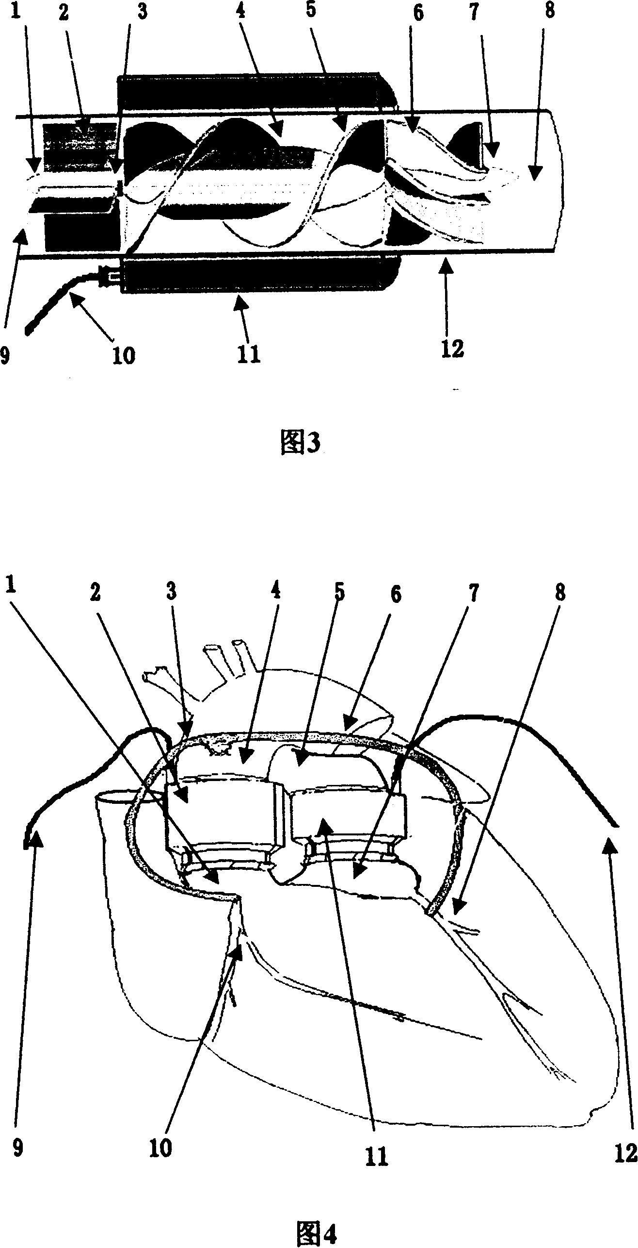 Sleeved type permanent magnetic impeller axial flow type blood pump for assisting heart and assisting method
