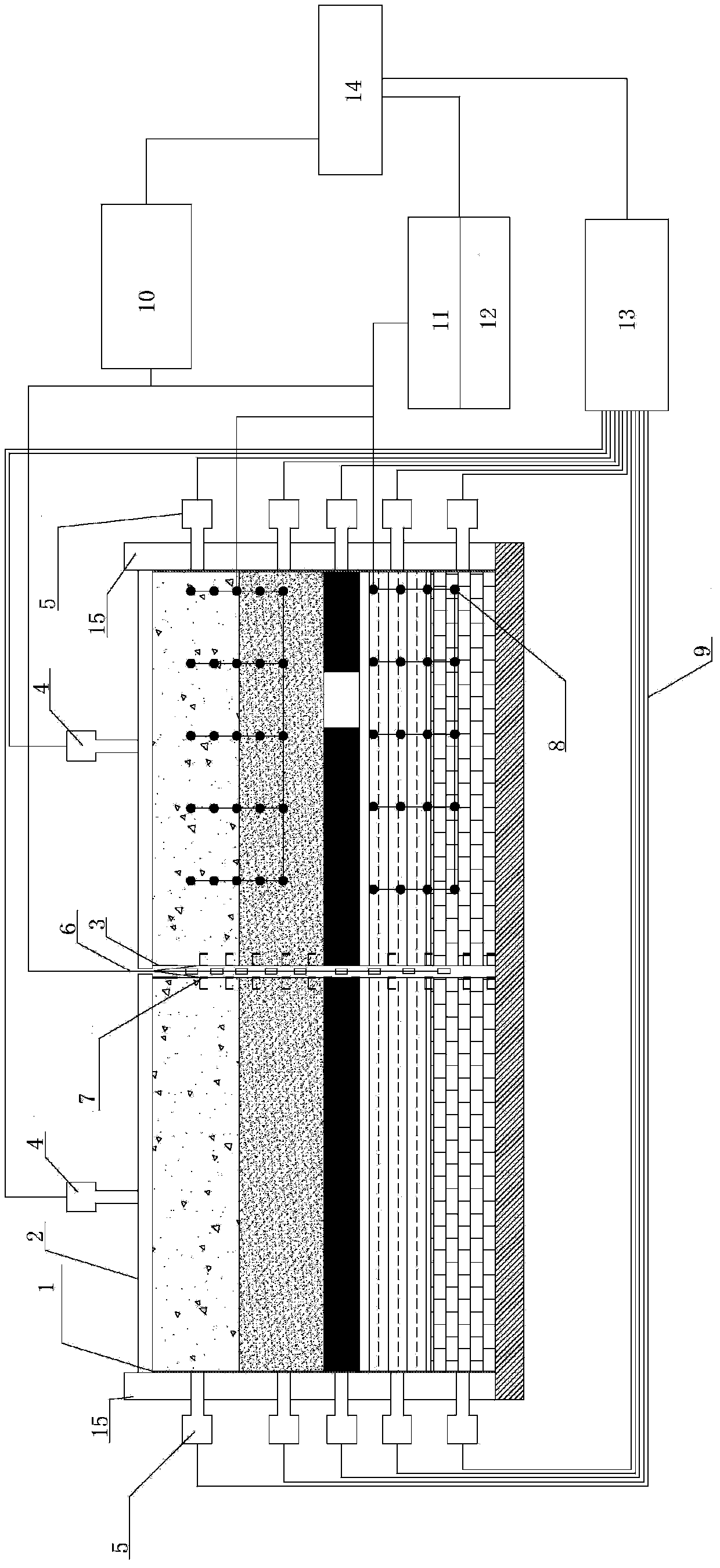 Mining fracturing simulating test device for sealing drilling