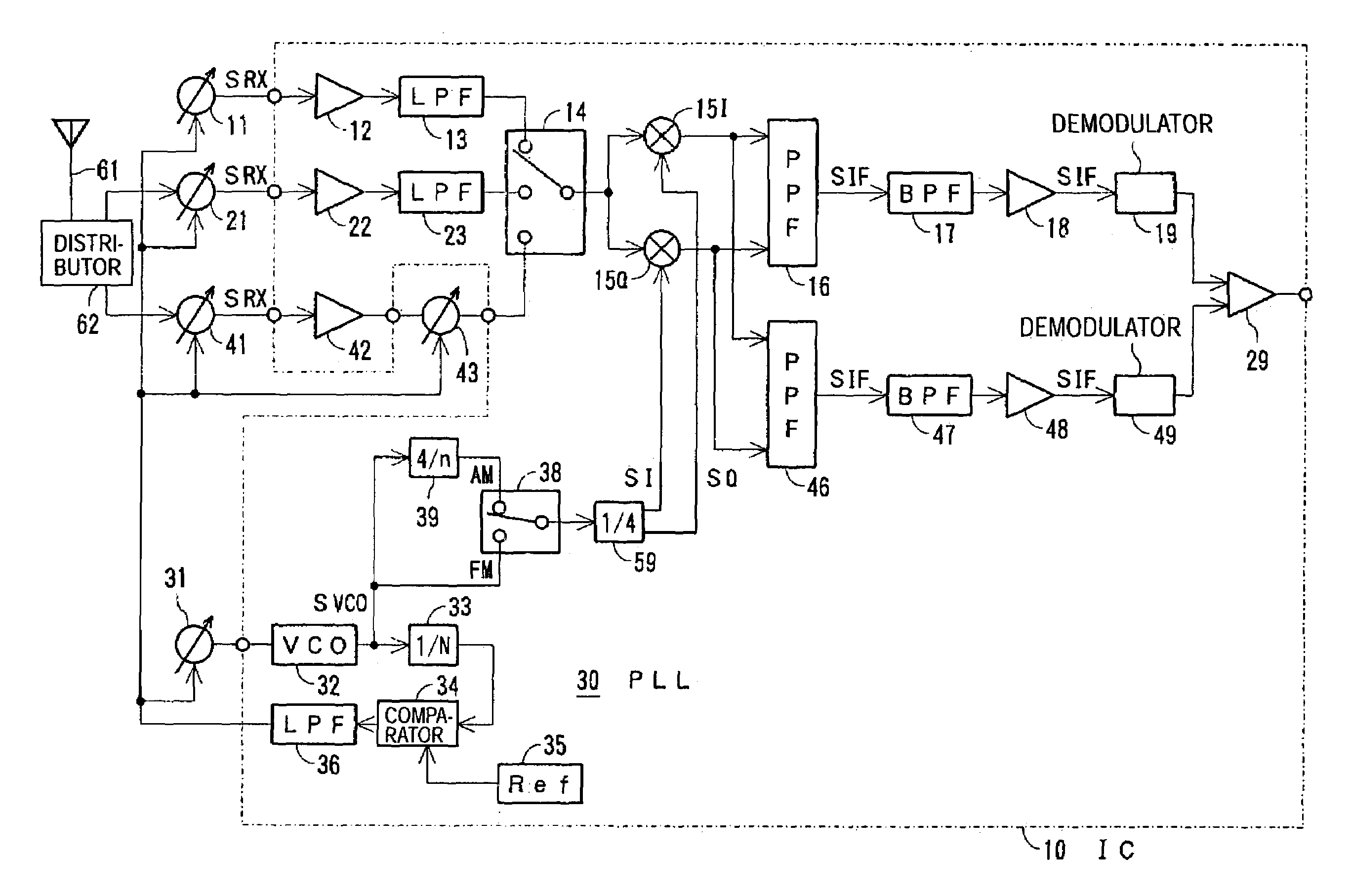 Antenna tuned circuit for a superheterodyne receiver