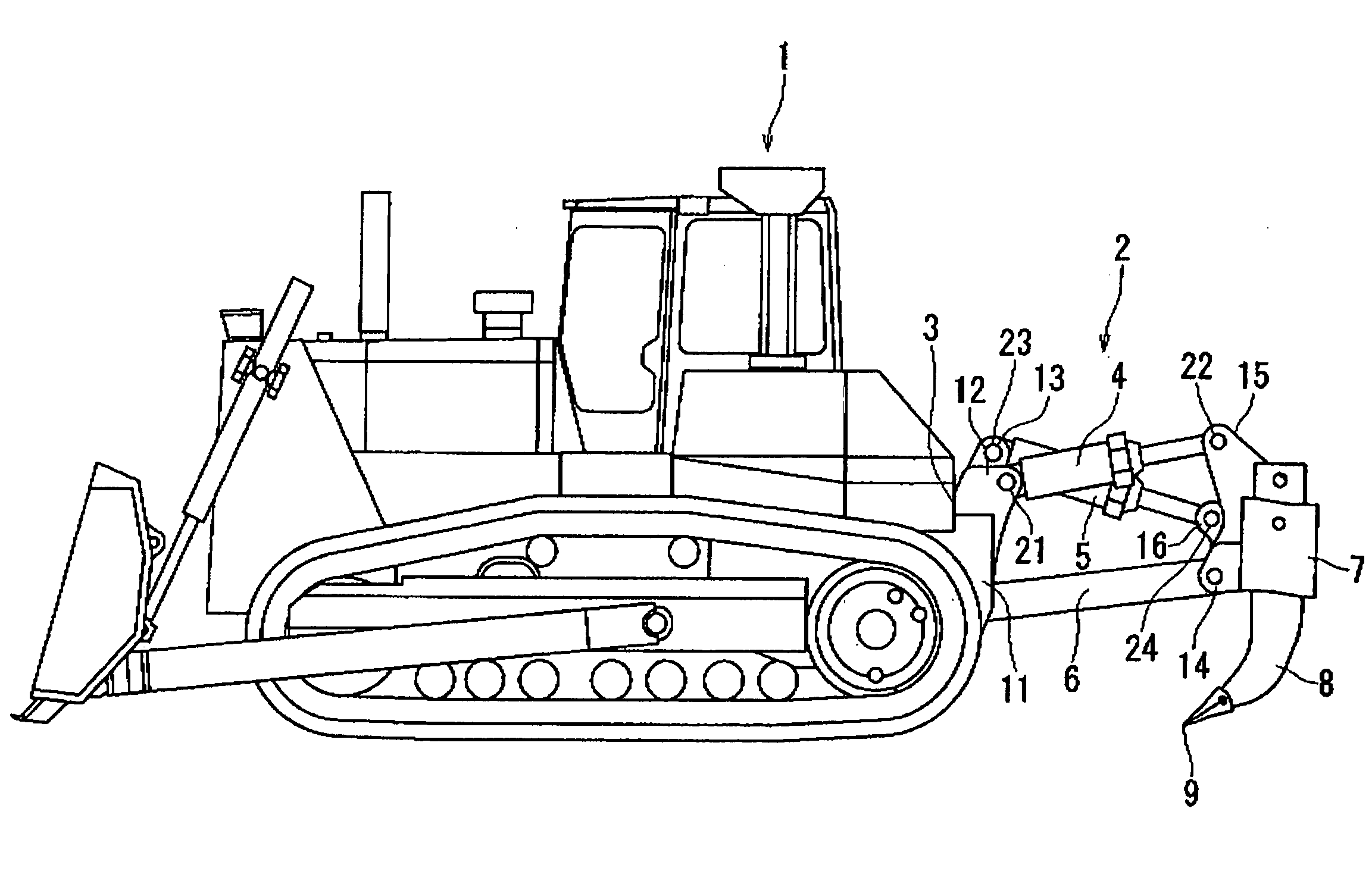 Ripping device for an earthmoving machine