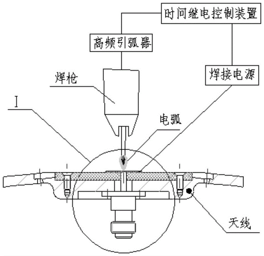 Welding method and welding system for angle measuring antenna