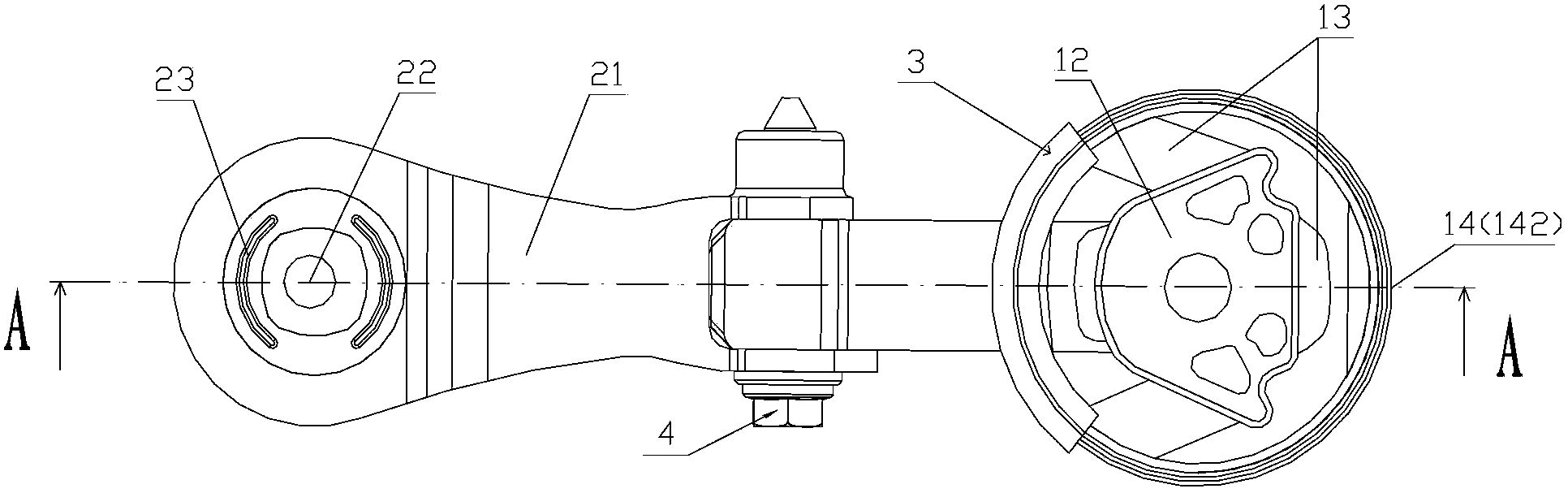 Power assembly suspended torsion bar and mounting structure thereof