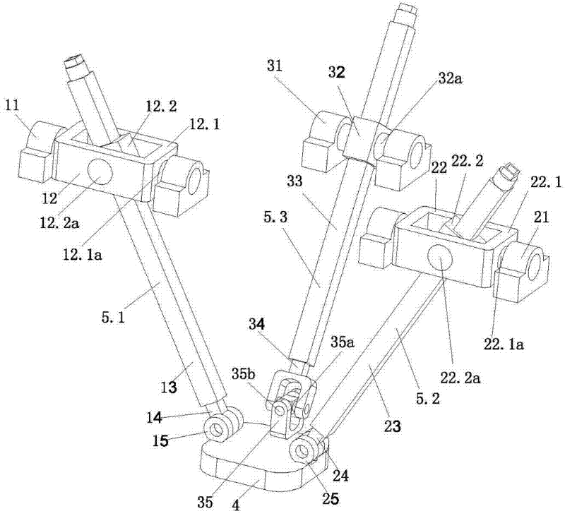 Three-freedom-degree parallel mechanism with two vertical interleaved rotating shafts