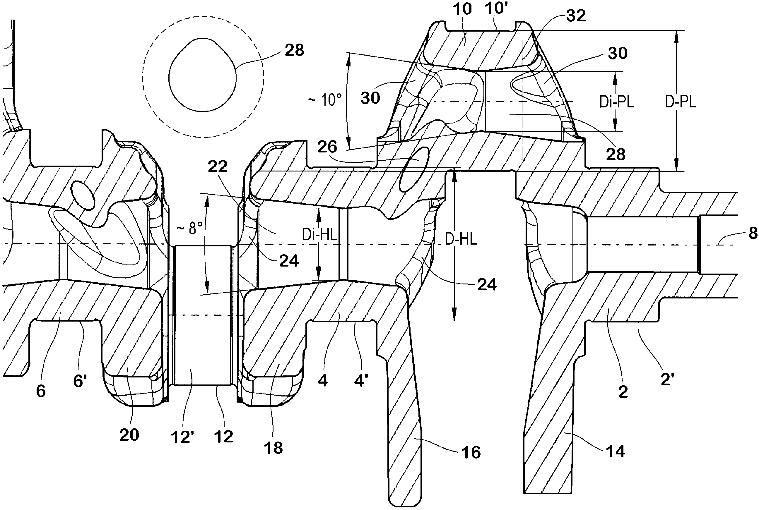 Crankshaft provided with main journal and rod journal