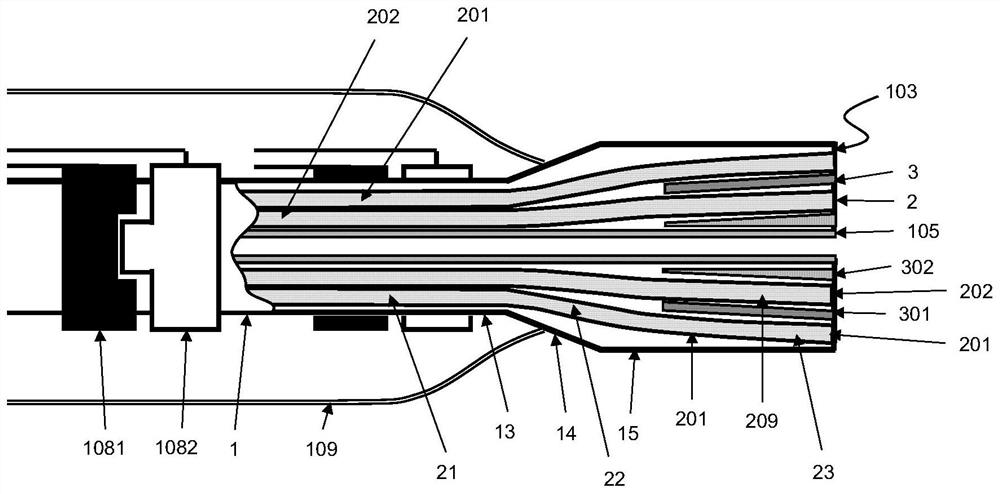 A catheter integrating laser ablation and shock wave angioplasty