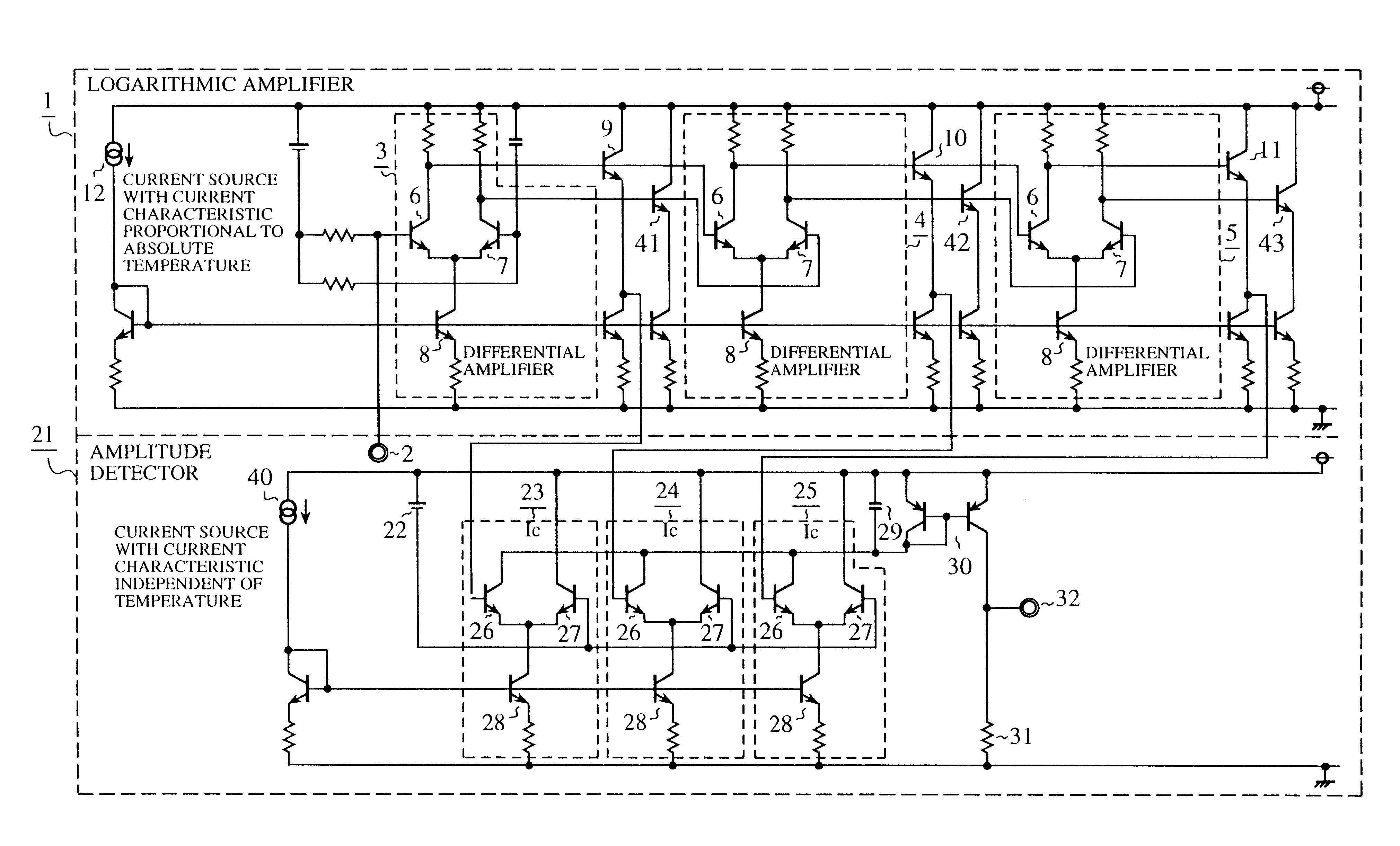 Signal strength detecting device with little temperature dependence