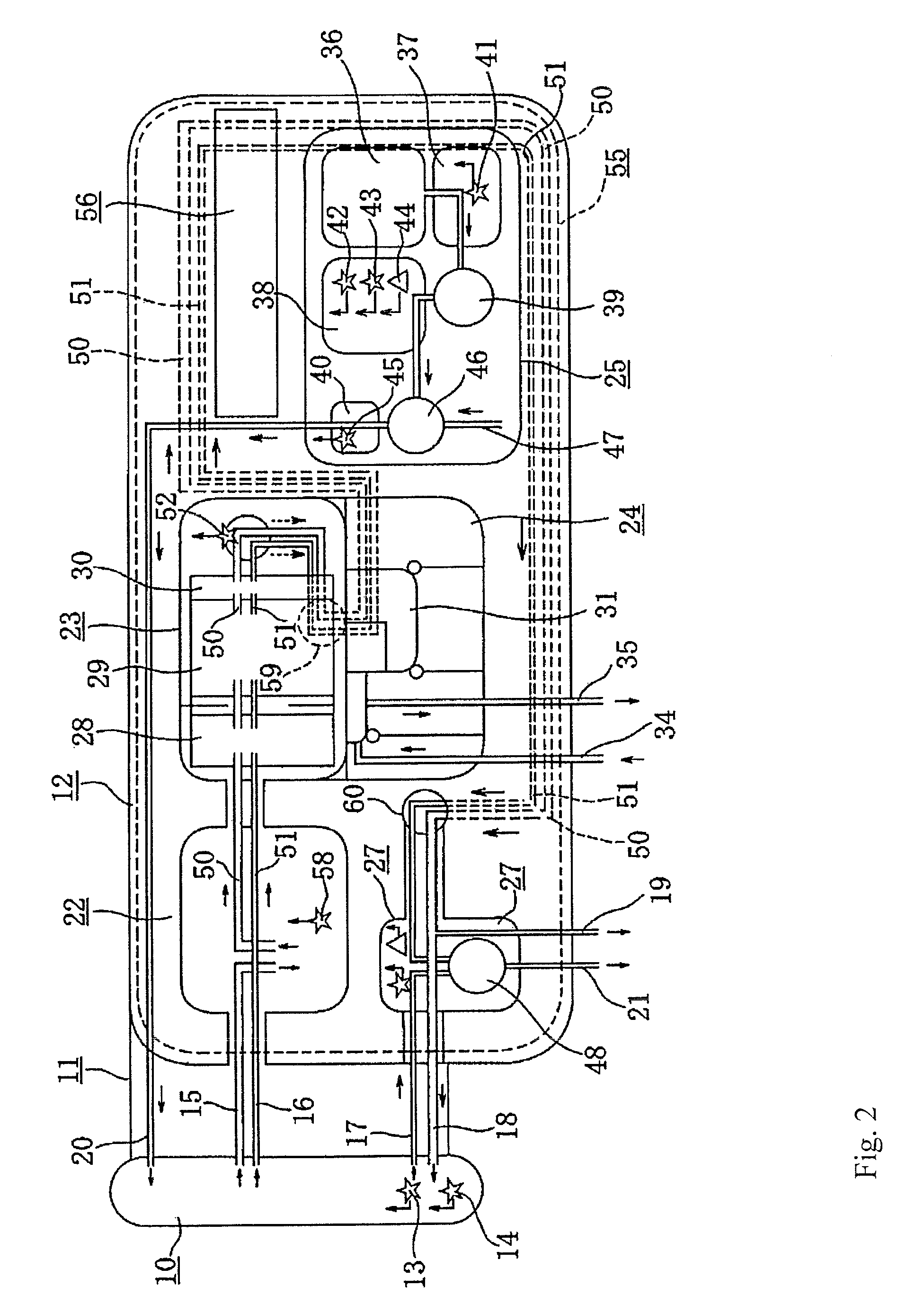 Processing equipment of excretory substances and the method