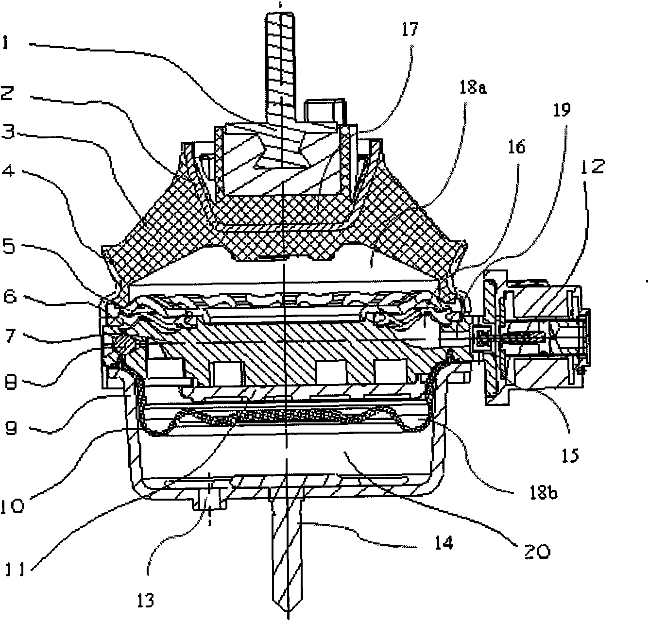 Semiactive suspending device with electromagnetic valve