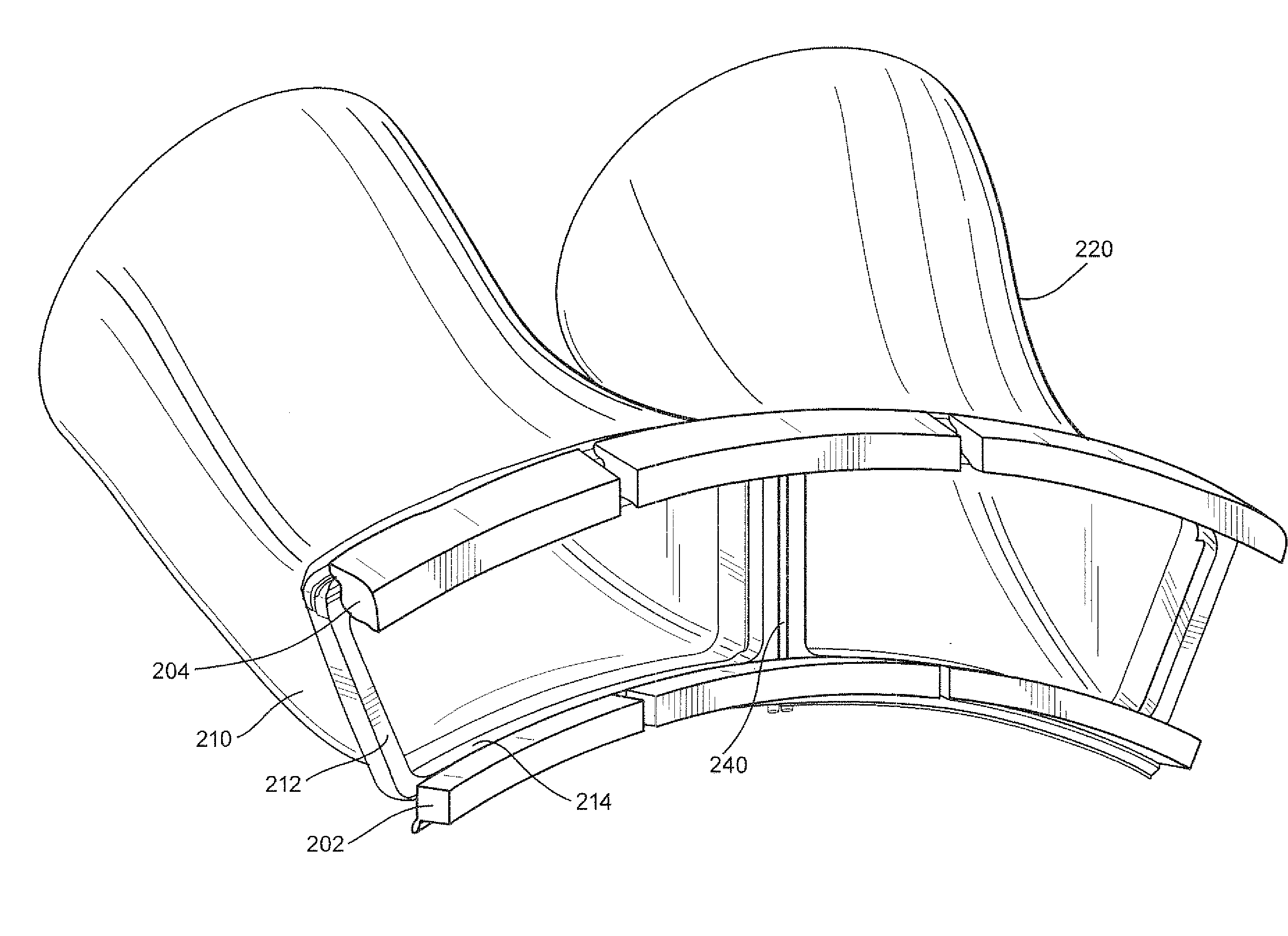 Seals for a turbine engine, and methods of assembling a turbine engine