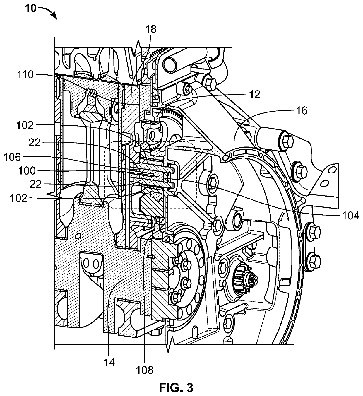 Enhanced idler shaft interface for improving structural integrity of flywheel housing