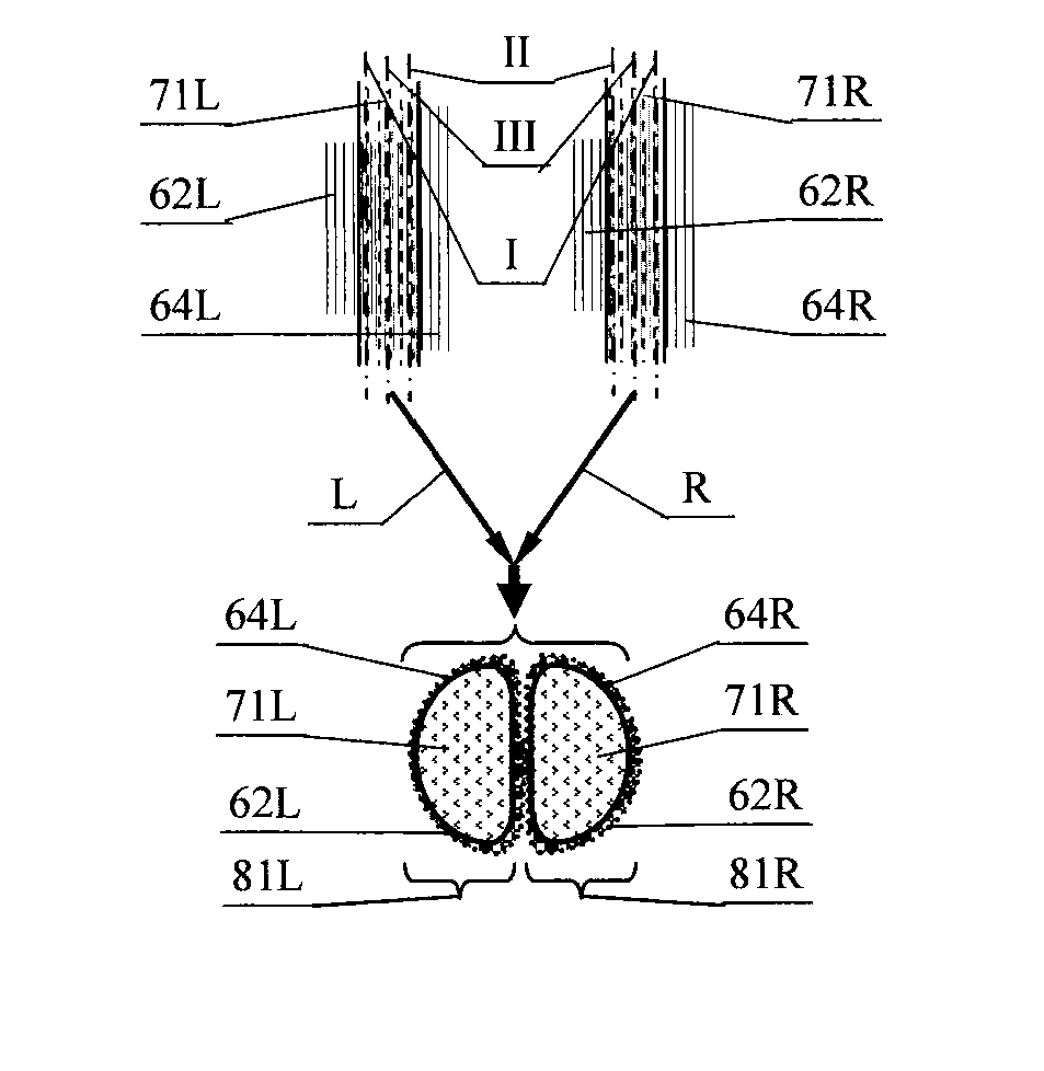 Symmetrical beam splitting filament-spreading synchronous upper-covering and lower-supporting composite yarn, spinning method and application