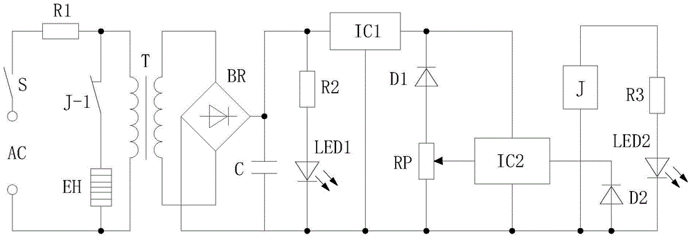 Temperature control circuit for an electrical heater.