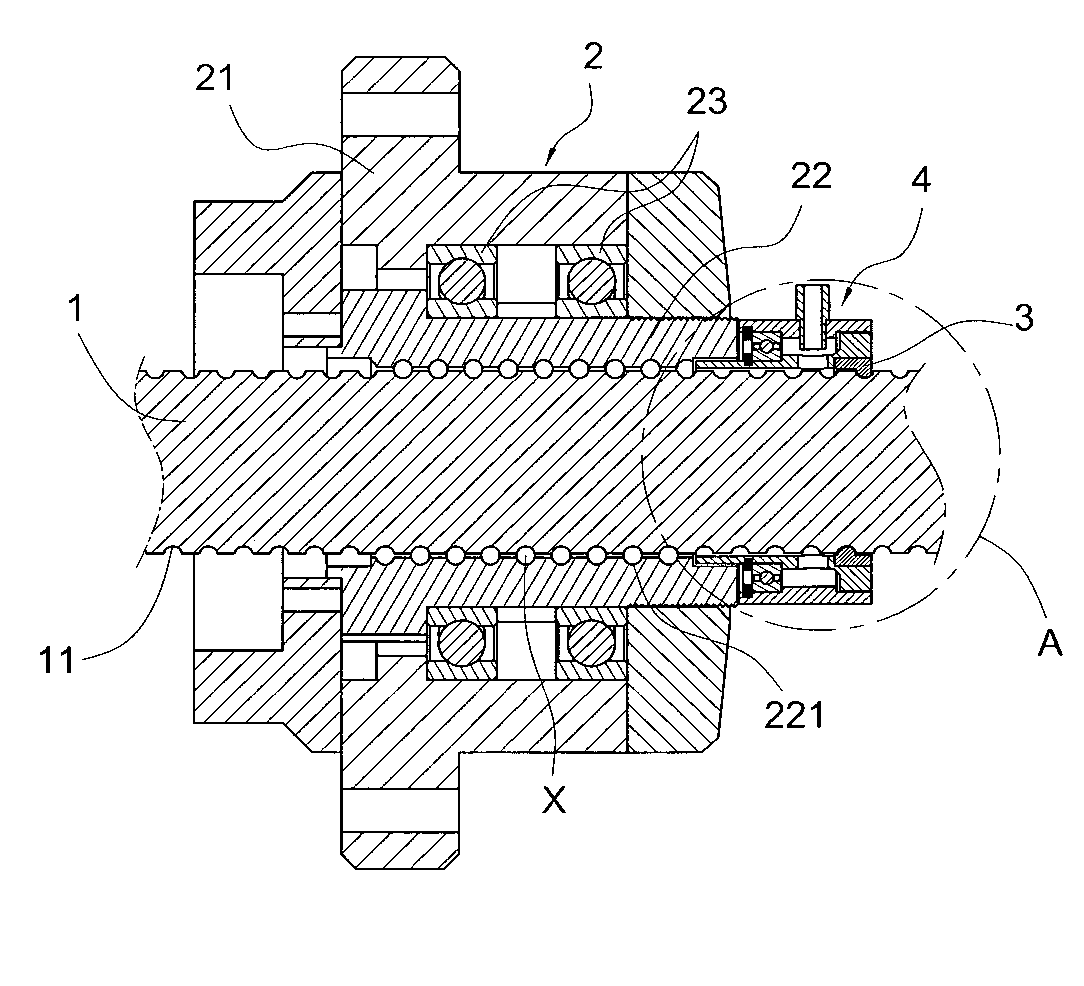 Rotating nut ball screw unit with lubricating arrangement
