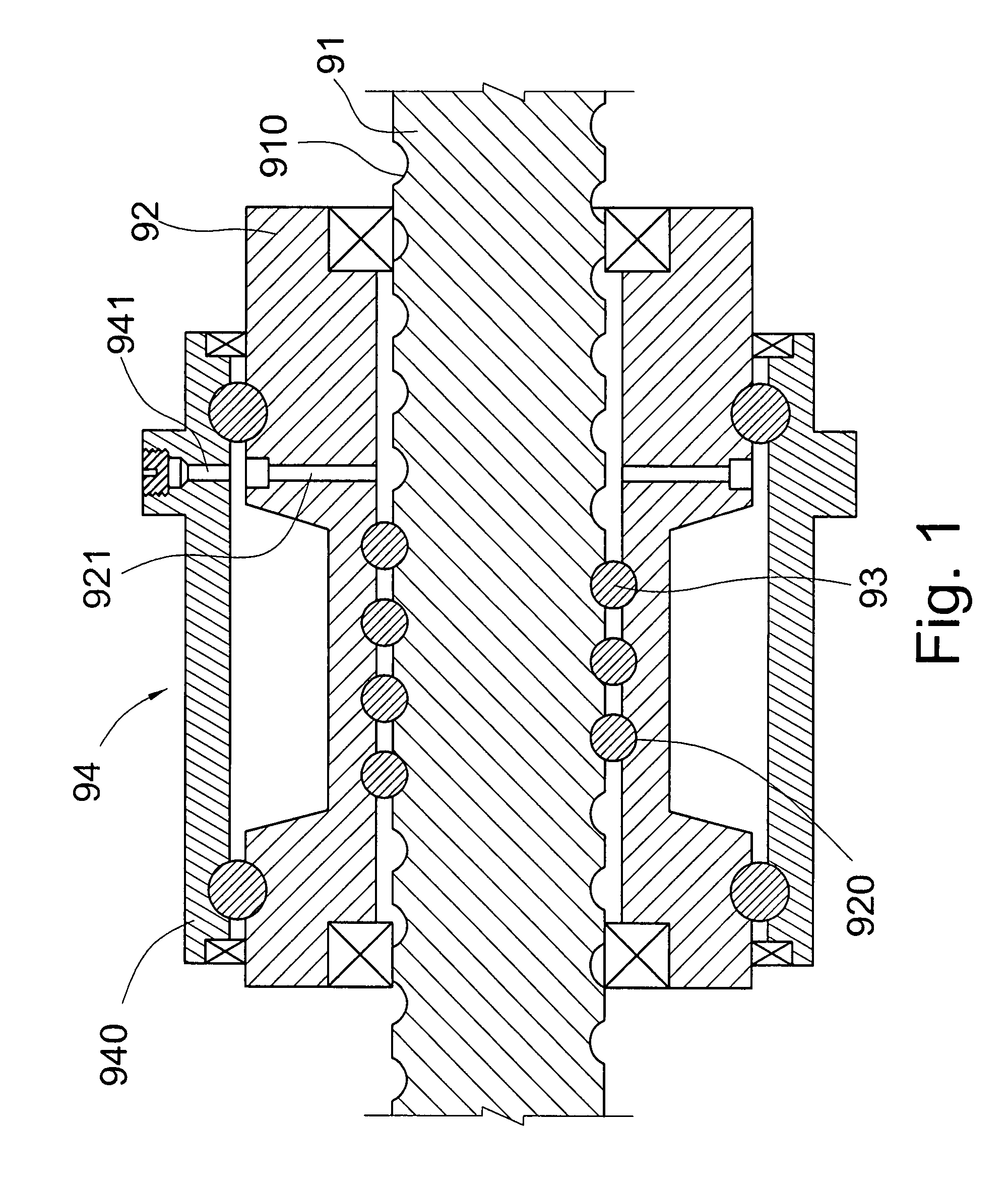 Rotating nut ball screw unit with lubricating arrangement
