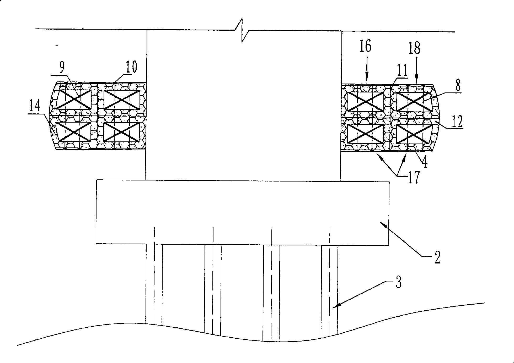 Energy-dissipating and collision-preventing combined device of floating composite pier