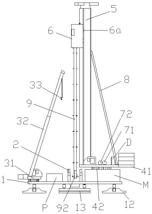 Precast pile sinking device and construction method thereof