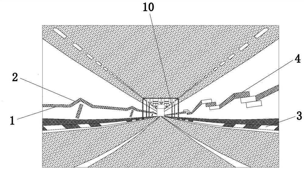 Underwater extra-long tunnel curved slope section asymmetric induction system
