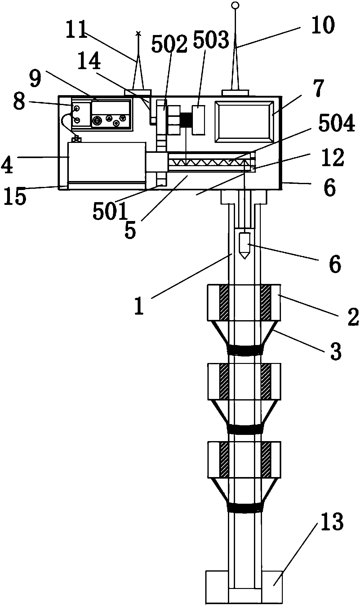 Layered settlement measuring device