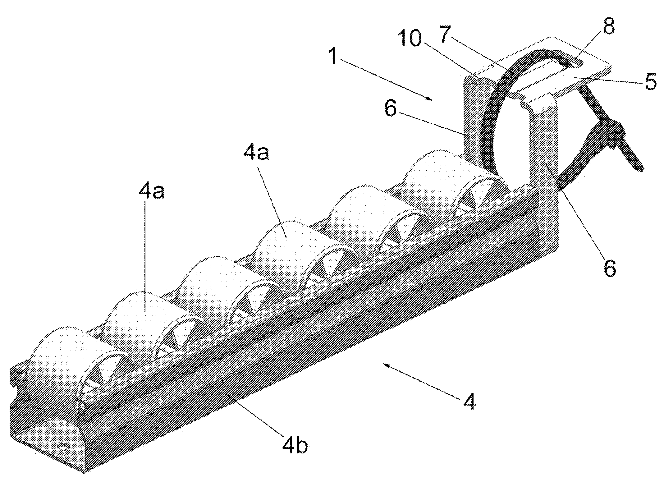 Tool for fastening a roller-way to a frame of a merchandise conveyance facility, and conveyor system including a plurality of said tools