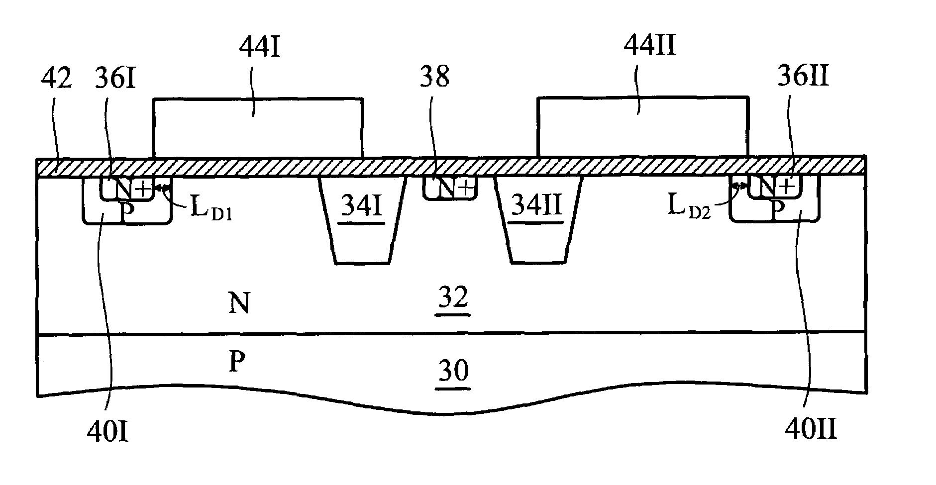 Structure for an LDMOS transistor and fabrication method for thereof