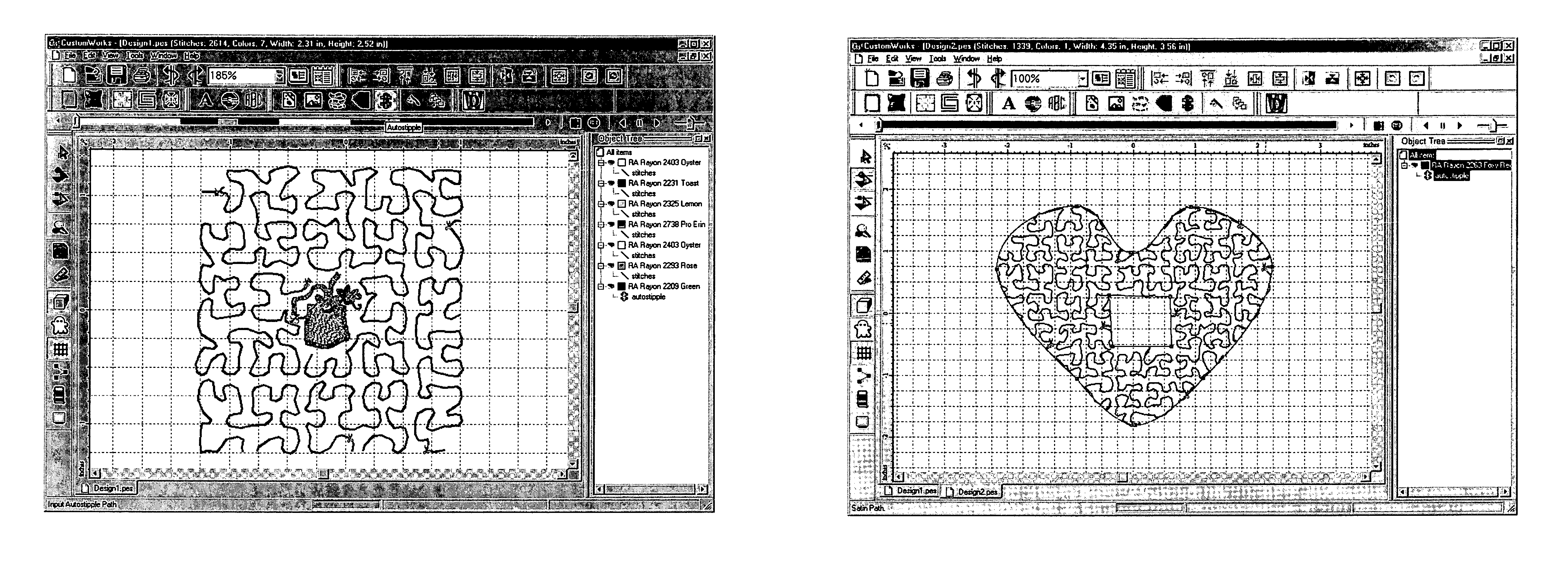 Method and system for automatically deriving stippling stitch designs in embroidery patterns