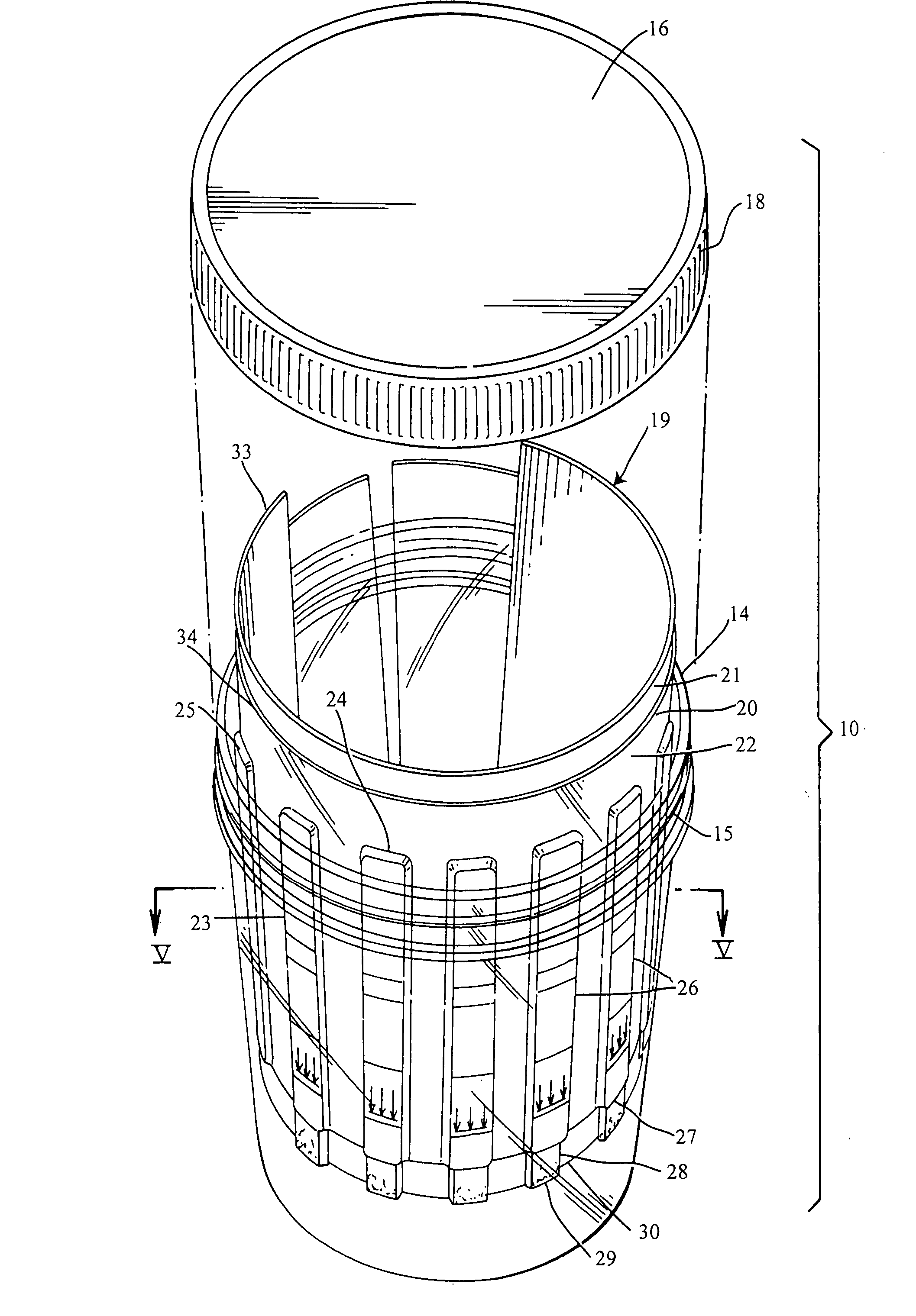 Assay device and process for the testing of fluid samples