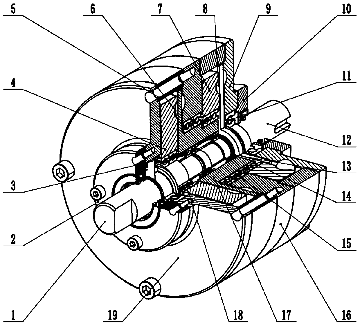 A double-stage planar movable tooth reducer coupled with a hollow movable tooth frame