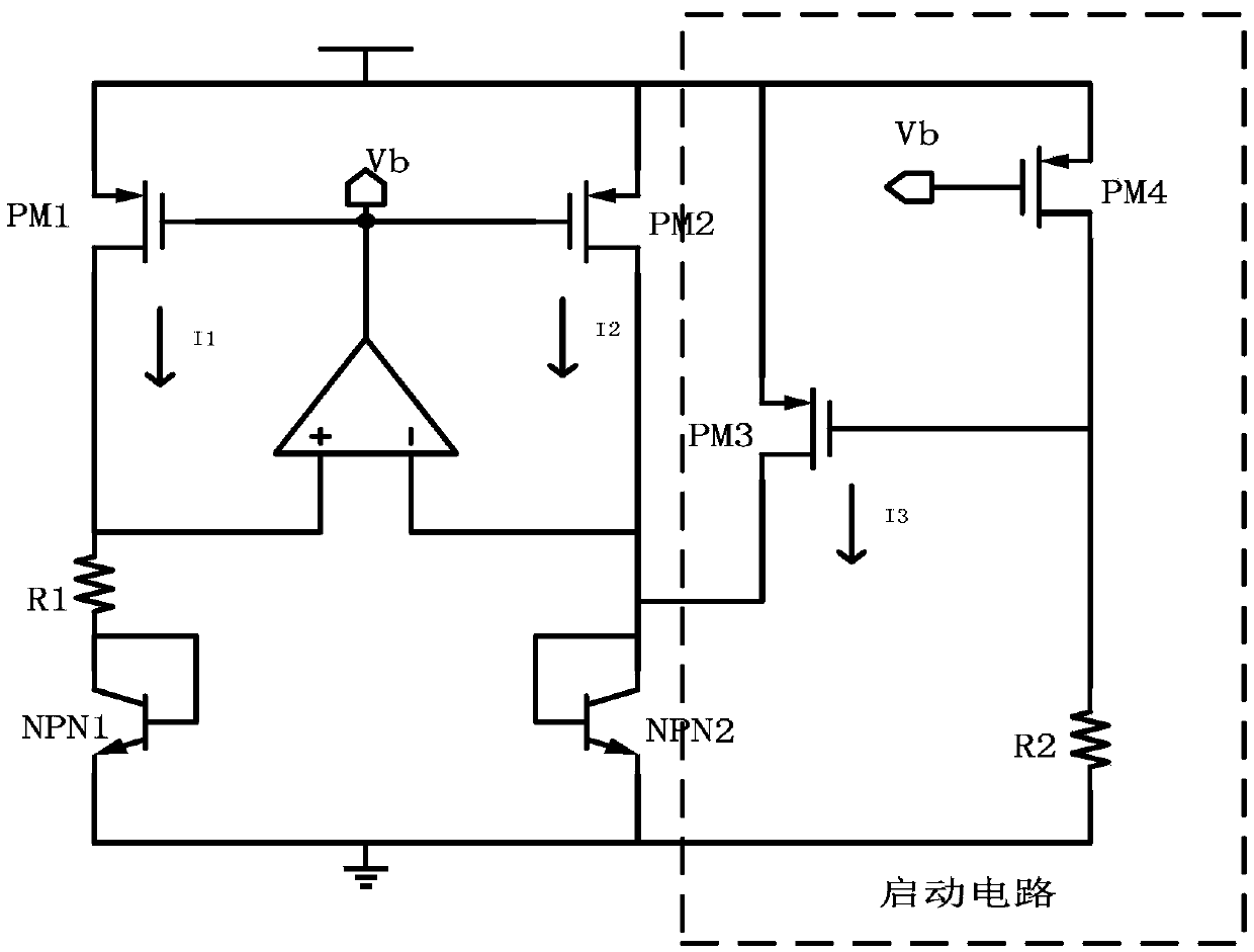 Band-gap reference starting circuit with super-low leakage current