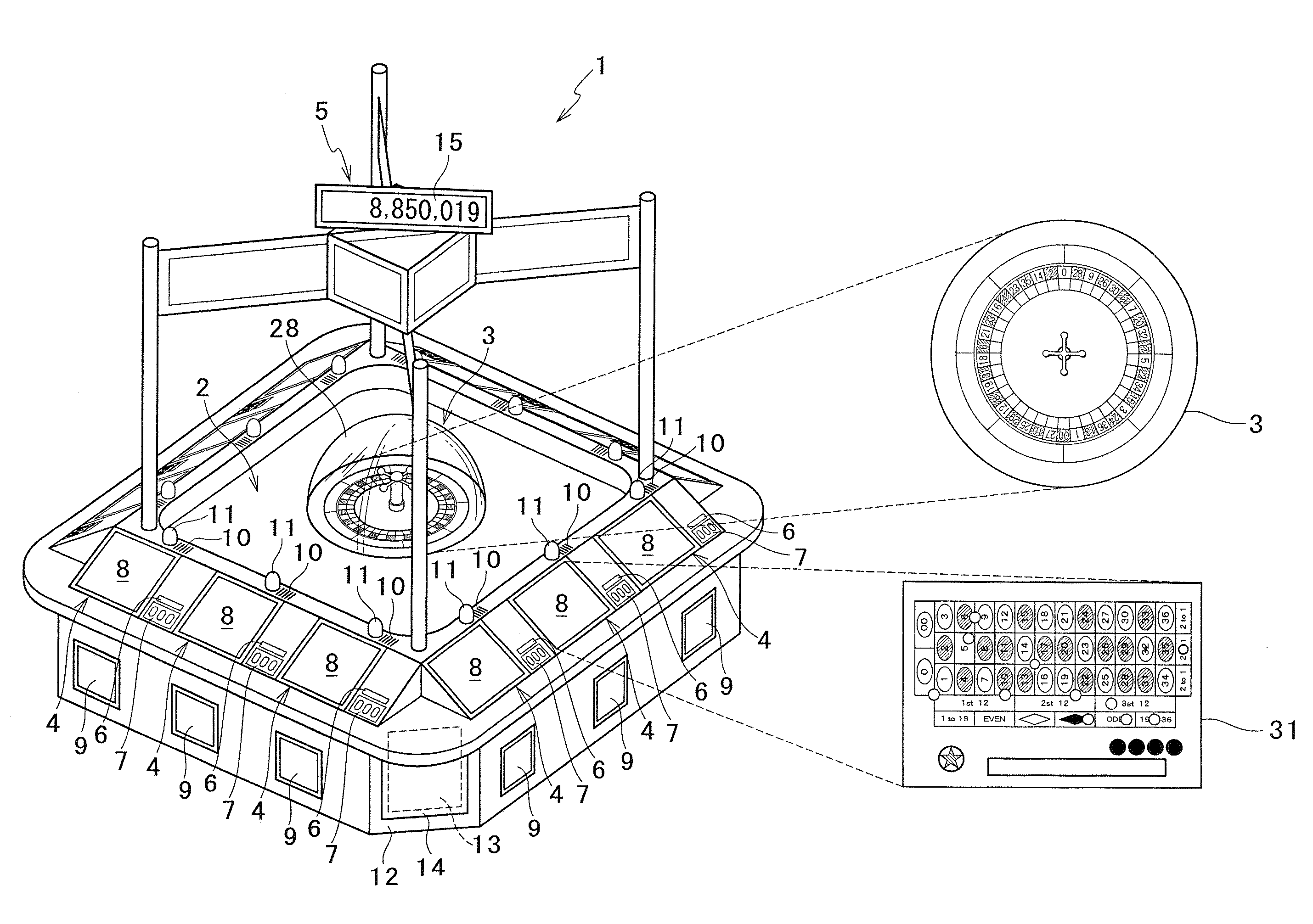 Gaming machine awarding special payout starting from star mark and playing method thereof