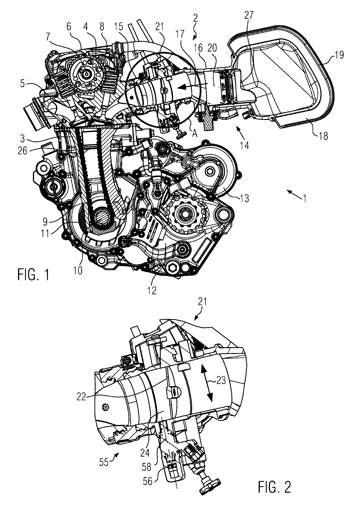 Inlet manifold arrangement for a four-stroke combustion engine