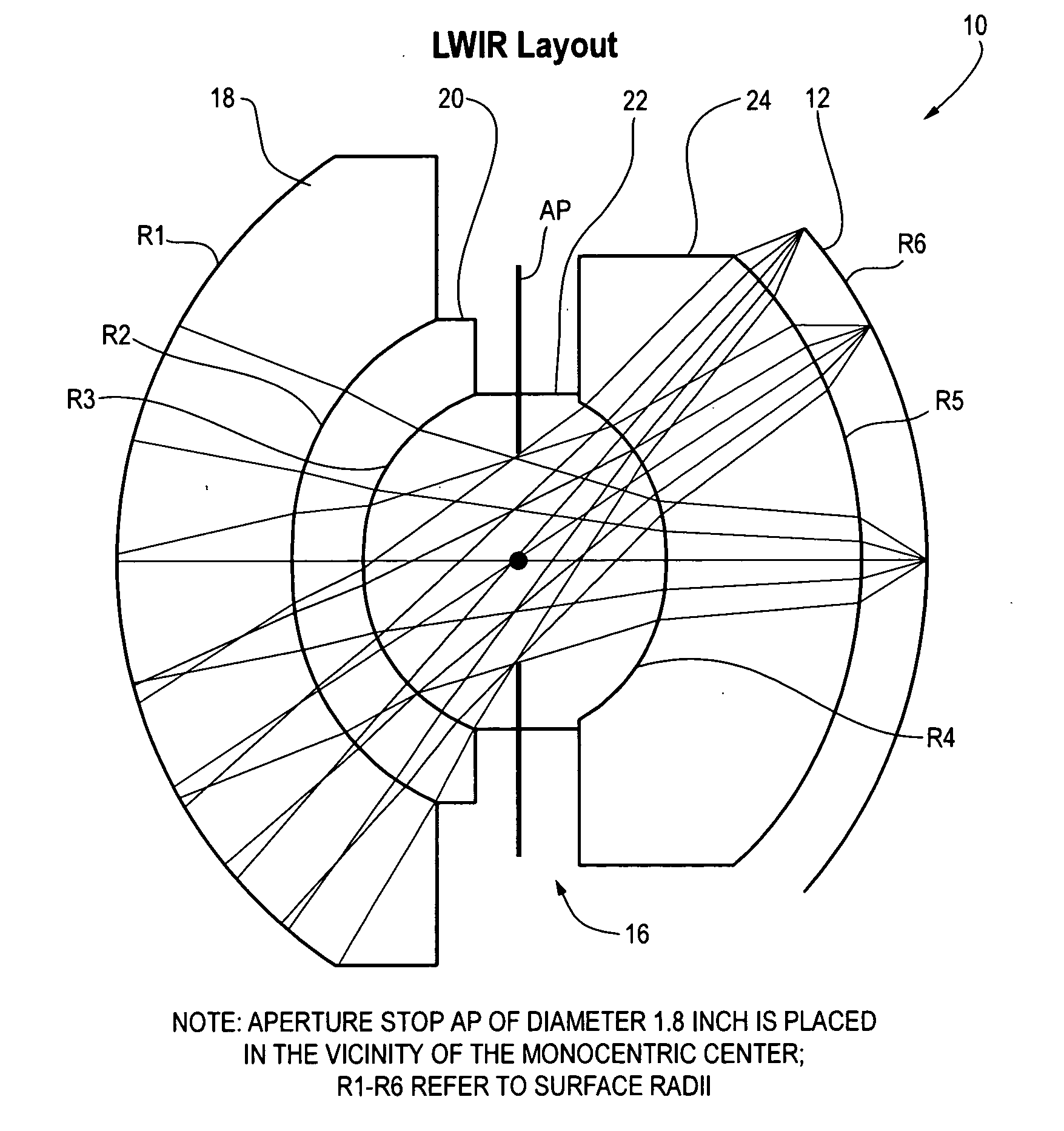 Wide field of view monocentric lens system for infrared aerial reconnaissance camera systems