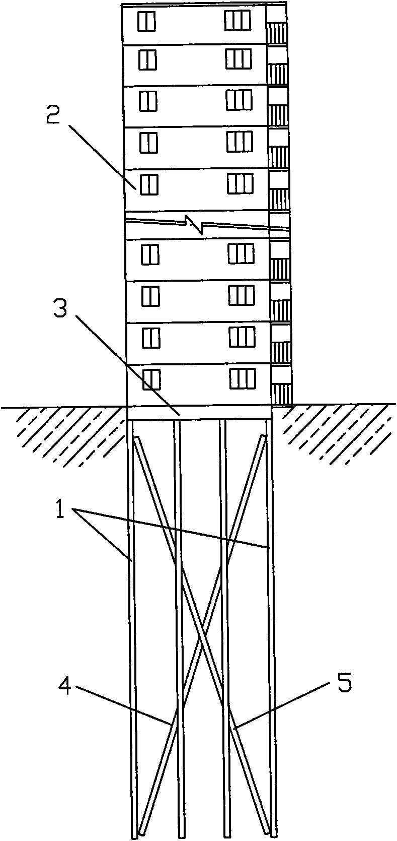 Lateral force resisting method for soft soil foundation building