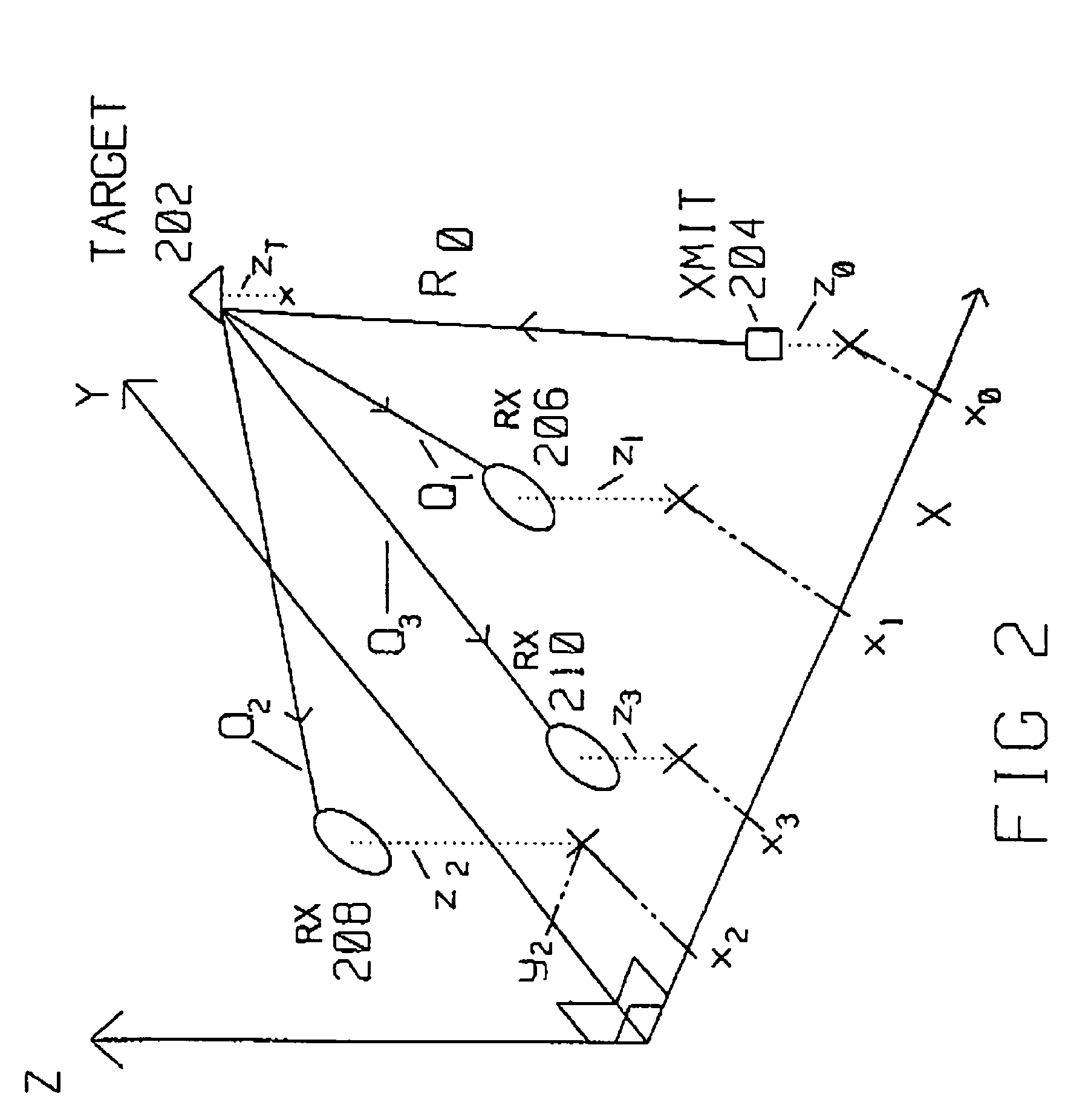 Instantaneous 3-D target location resolution utilizing only bistatic range measurement in a multistatic system