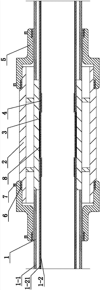 Static-conducting connecting structure of coupling for double-layered pipes