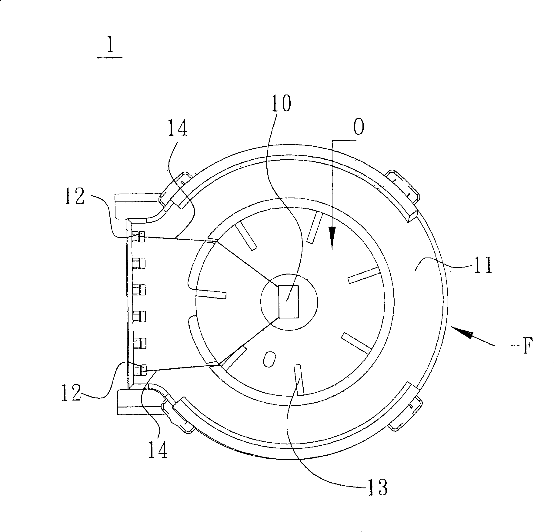Fan with sensing element bearing structure and fan frame thereof