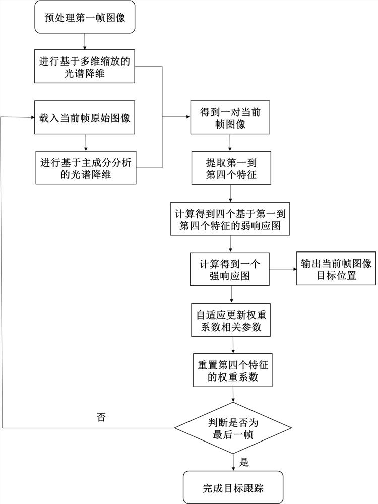 Hyperspectral target tracking method based on feature extraction and weight coefficient parameter updating