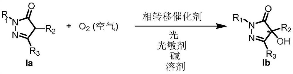 Method for realizing asymmetric alpha-hydroxylation of pyrazolone compounds through phase-transfer catalyzed photosensitized molecular oxygen