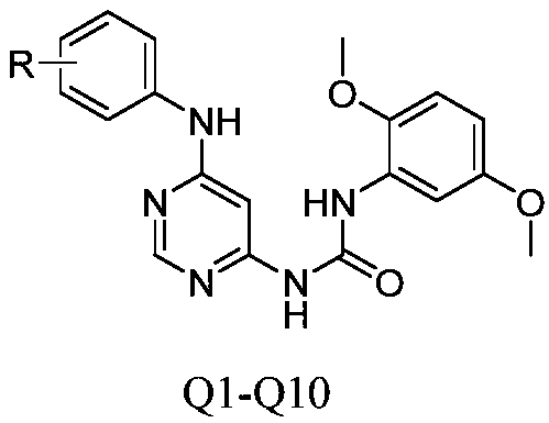 1-(2,5-dimethoxyphenyl)-3-(substituted pyrimidine-4-yl)urea compound and preparation and application thereof